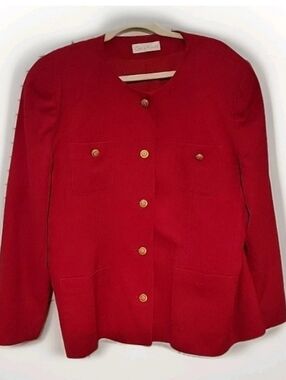Vintage GREG ADAMS Women's Red 100% Wool Blazer